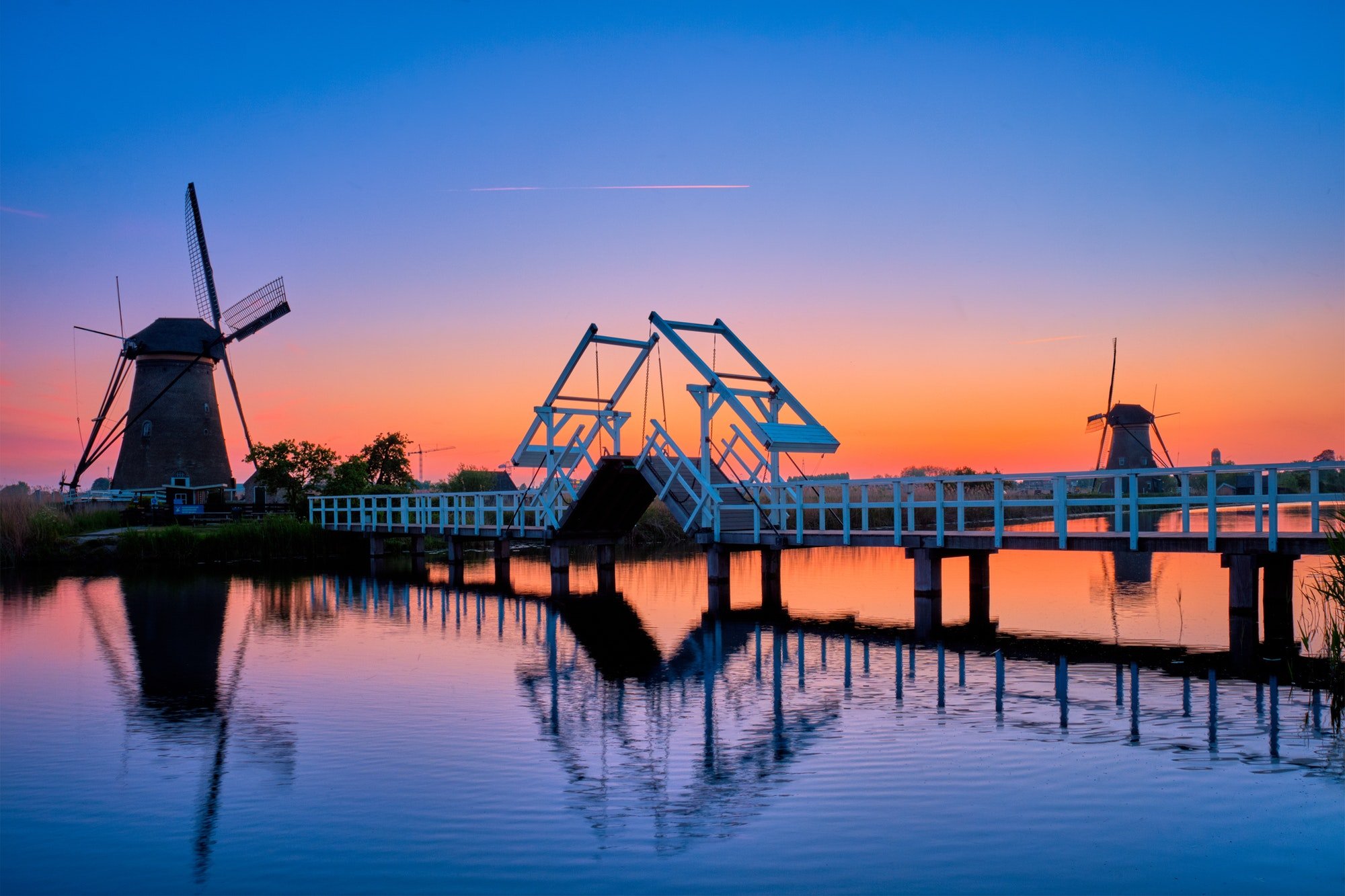 Windmills at Kinderdijk in Holland. Netherlands