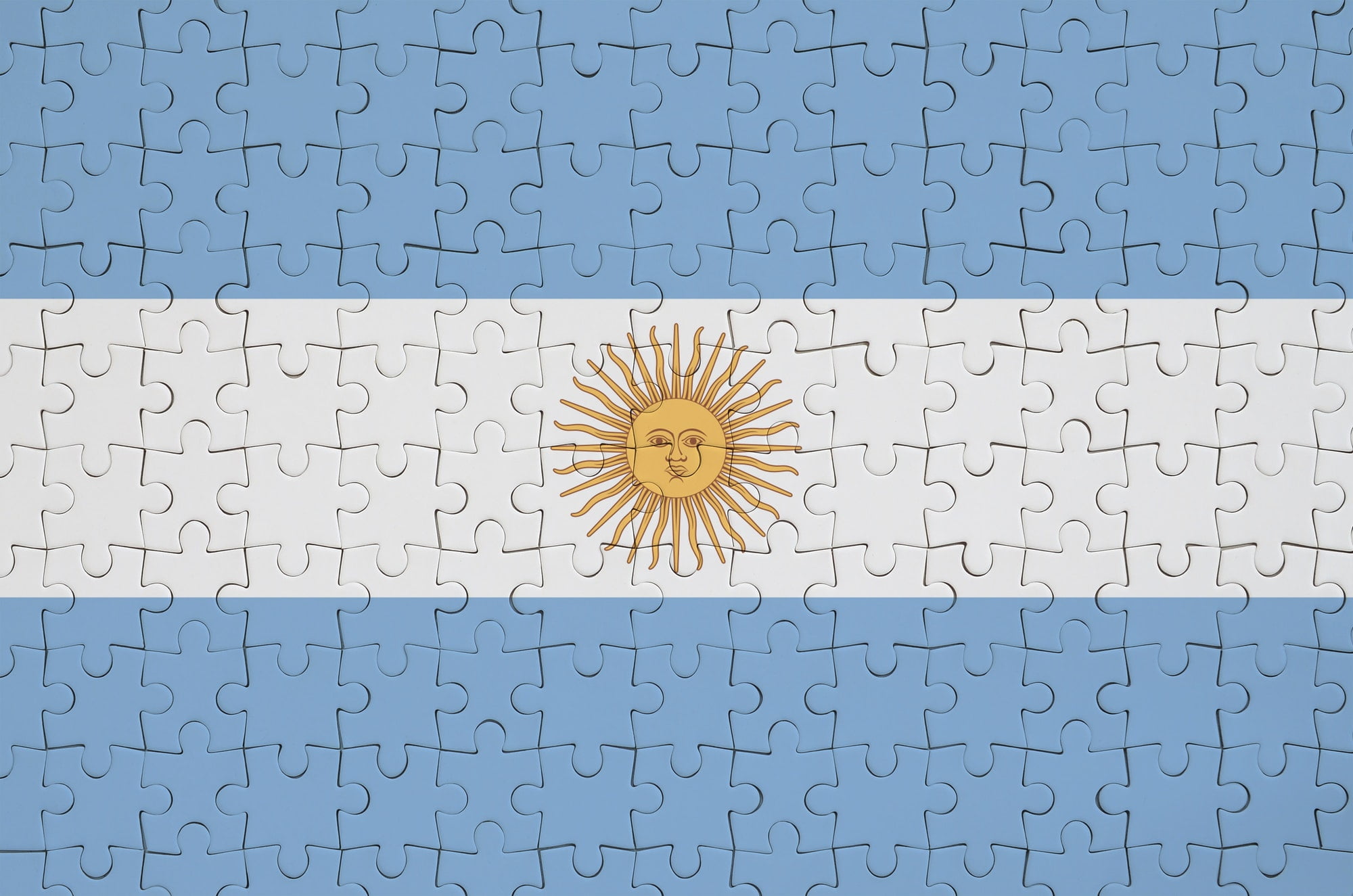 Argentina flag is depicted on a folded puzzle